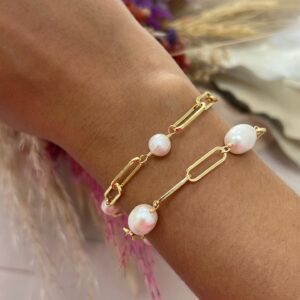 PULSERAS PAPER CLIP Y PERLAS