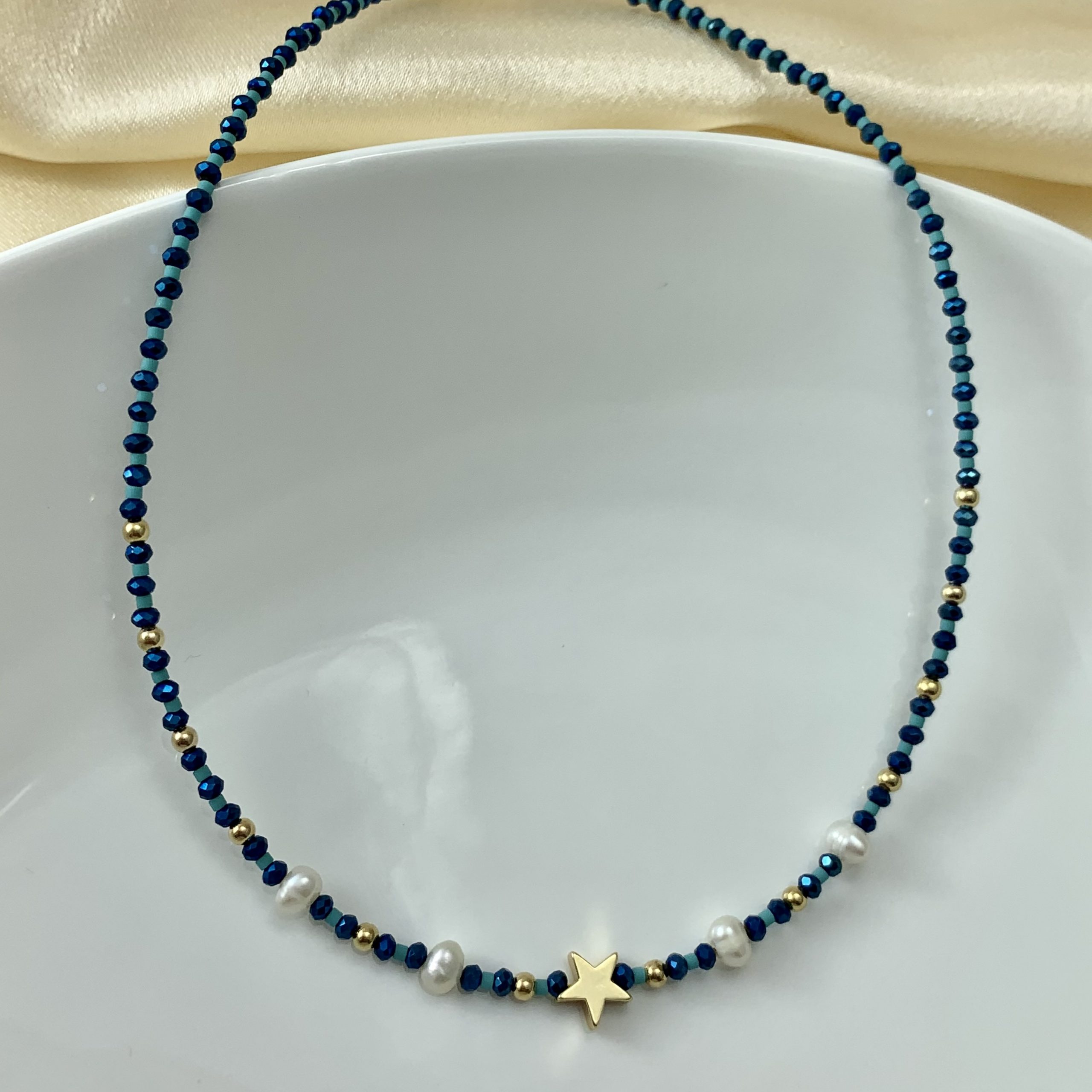 CHOKER AZUL TORNASOL Y ESTRELLA