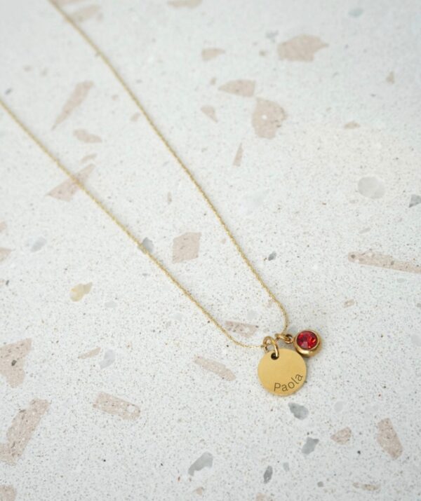 Cadena Placa 1cm con Piedra de Mes